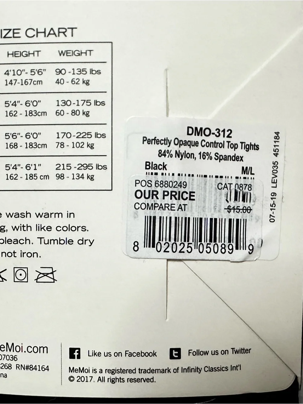 MeMoi Perfectly Woman’s Opaque 40 Denier Tights in black.